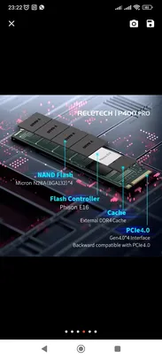 SSD Nvme m2 Reletech 4.0 x 4, 1T com dram cachê