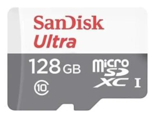 (AME) Cartão de Memória Micro SD de 128GB SanDisk Ultra | R$106
