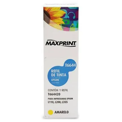 Refil de Tinta Amarelo Compatível Epson T664420 - para impressora L110/L210/L220/L355/L365/L555 - Ma