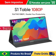 [produto no brasil] Arzopa 15.6 ''FHD 1080P Monitor Portátil com HDMI USB IPS - capa magnetica