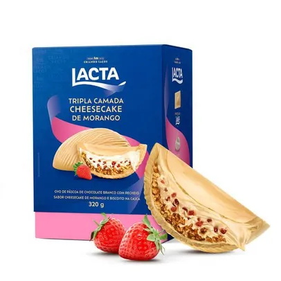 [Ame $33] Ovo de Páscoa Tripla Camada Cheesecake Morango 320g