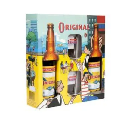 (Cliente Ouro) Kit Cerveja Antarctica Original 600ml 2 Unidades - com 2 Copos - R$14
