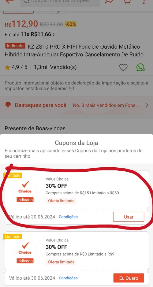 Imagem na descrição da promoção