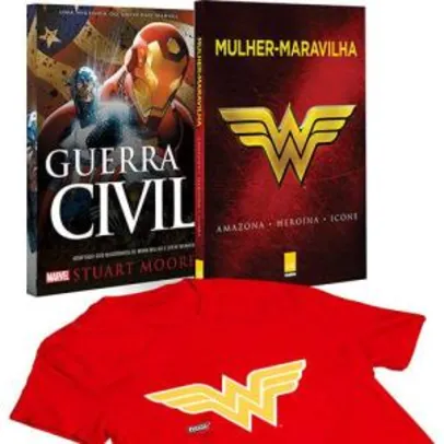 Livro - Mulher-Maravilha + Guerra Civil + Camiseta - R$40