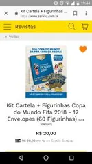 Kit Cartela + Figurinhas Copa do Mundo Fifa 2018 - 12 Envelopes (60 Figurinhas) - R$ 20