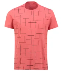 Camiseta Masculina Slim Manga Curta Malha Geometric Vermelho