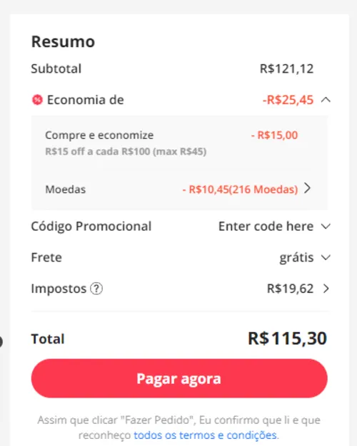 Imagem na descrição da promoção