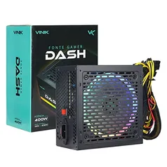 FONTE DASH 400W PRETO COM FAN LED RGB – VFG400WPR – VINIK