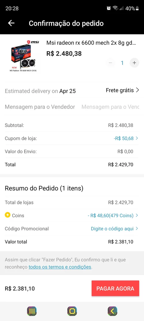 Imagem na descrição da promoção