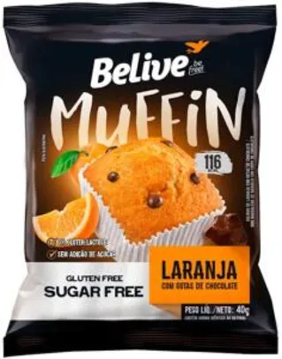 Muffin Laranja com Gotas de Chocolate Zero Açúcar sem Glúten sem Lactose Belive 40g