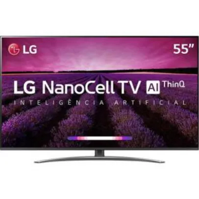 Smart TV LED LG 55'' 55SM8100 Ultra HD 4K NanoCell com Conversor Digital 4 HDMI 3 USB Wi-Fi 240Hz com Inteligência Artificial- Preta