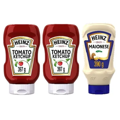 Kit 2 Ketchups Heinz Tradional 397g + Maionese Heinz 390g
