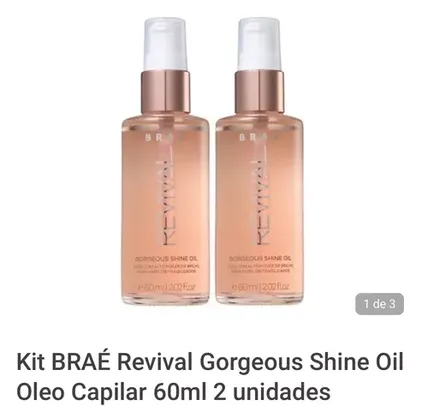 Kit BRAÉ Revival Gorgeous Shine Oil Oleo Capilar 60ml 2 unidades