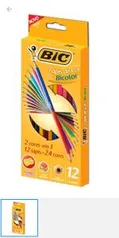 Lápis de Cor 24 cores sextavado c/12 Lápis bicolor 7422102 Bic, BIC, 7422104, Multicor, pacote de 12