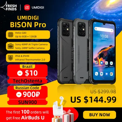 Smartphone Umidigi Bison Pro 128GB - Versão global | R$800