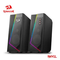 [Conta Nova R$ 136] Caixa de Som Gamer Redragon Anvil RGB Stereo 2.0 5W USB + P2 LED RGB - GS520