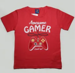 Camiseta Masculina Infantil MC Estampada Vermelha | R$3