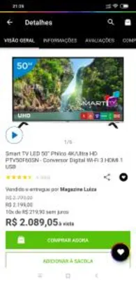 Smart TV LED 50” Philco 4K/Ultra HD PTV50F60SN 