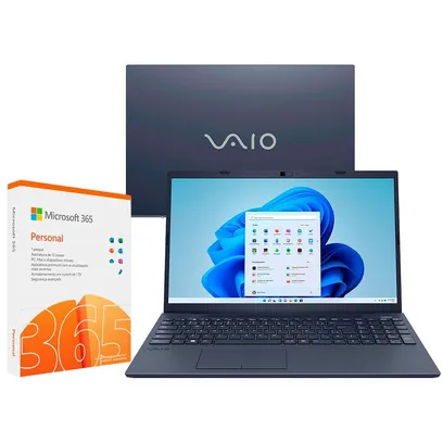 Foto do produto Notebook VAIO Core i3- 1115G4 8GB 256 SSD FE15 VJFE55F11X-BO111H + Microsoft 365 Personal com 1TB na Nuvem