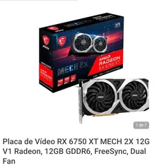 Placa de Vídeo RX 6750 XT MECH 2X 12G V1 Radeon, 12GB GDDR6, FreeSync, Dual Fan