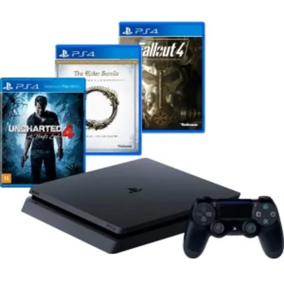 Sony PS4 Slim 500GB + 3 Jogos + Controle por R$ 1665