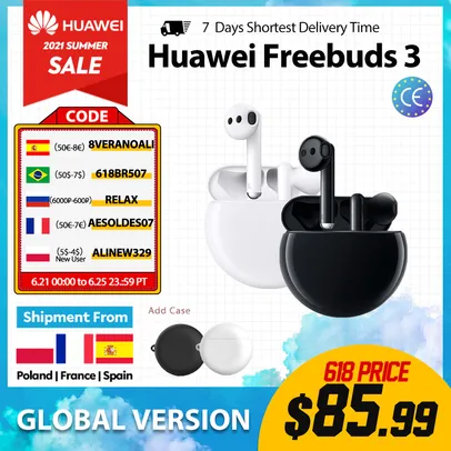 Fone de ouvido sem fio Huawei Freebuds 3 | R$437
