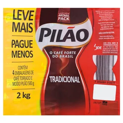 (REC)PACK - Café Torrado e Moído a Vácuo Tradicional Pilão 500g - 4 unidades de 500g