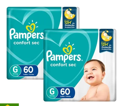 Kit Fralda Pampers Confort Sec Super Tamanho G 120 Tiras