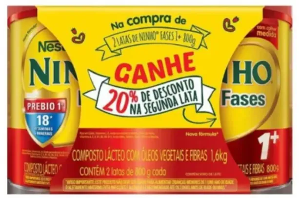 [REGIONAL]Fórmula Infantil Ninho Fases 1+ 800g  -  2 Unidades