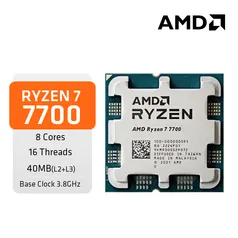 Processador Amd Ryzen 7 7700, cache L2 + L3, 40MB, Zen 4 Raphael AM5, 65W, 5nm, tsMC, 5nm, pcie®AMD Radeon 5.0 AMD