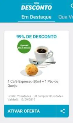 [APP Cliente MAIS] Expresso e pão de queijo