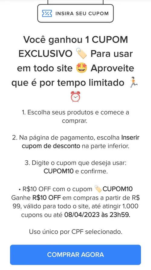 Imagem na descrição da promoção