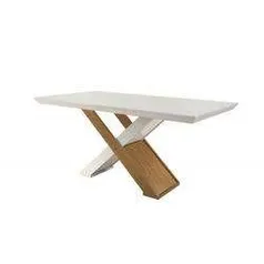 BUUUG - Mesa Imperatriz MDF 1,80 x 0,90 com vidro canto reto – Móveis Rufato - Off White/ Imbuia - Móveis Bom de Preço