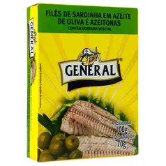 [Levando 2 R$ 13] File De Sardinha Em Azeite De Oliva Com Azeitonas General 100g