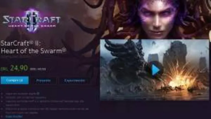 [BLIZZARD ENTERTAINMENT] (DLC) StarCraft® II: Heart of the Swarm® com 50% de desconto PC por R$ 25