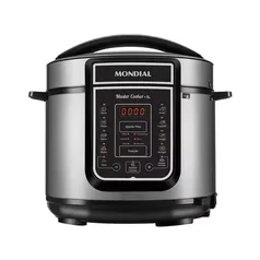 Panela de Pressão Elétrica Mondial 5L em Aço Inox Preta Master Cooker Antiaderente PE-38 - 220V