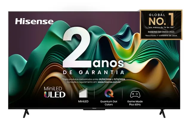 Smart TV 55” Hisense UHD 4K Mini LED U6N  Google TV 2 anos garantia USB e HDMI - 55U66LUA