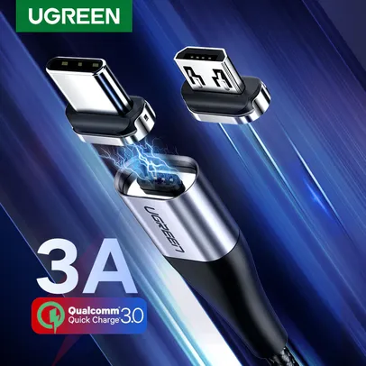 [PRIMEIRA COMPRA] Cabo Ugreen Magnético Tipo C + Micro USB R$1