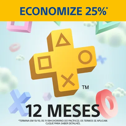 PlayStation Plus por 12 meses com 25% de desconto