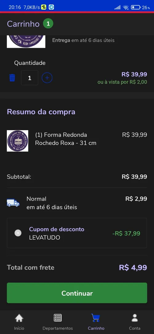 Imagem na descrição da promoção