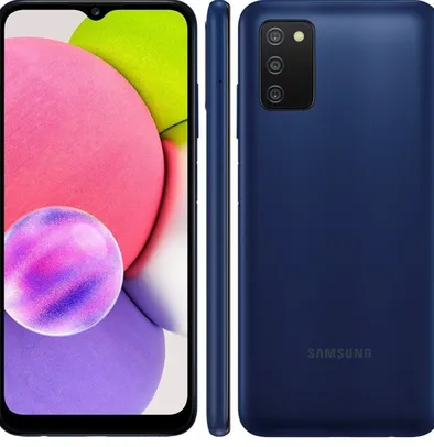 Smartphone Samsung Galaxy A03S 64GB 4GB RAM Câmera Tripla + Selfie 5MP Tela Infinita de 6.5" Azul