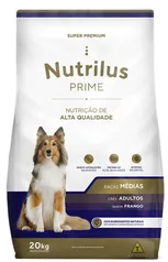 Ração Seca Nutrilus Prime 20kg Frango para Cães Adultos de Raças Médias super Premium 