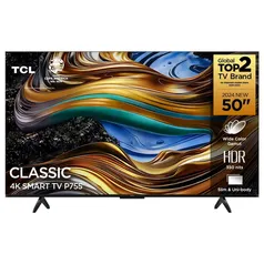 Smart TV 50 UHD 4K TCL P755 LED com Google TV, Dolby Vision e Atmos, HDR10+, Wi-Fi, Bluetooth, Google Assistente e Design sem Bordas