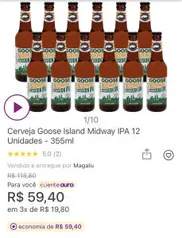 (App + Cliente Ouro) Cerveja Goose Island IPA 12 unidades | R$59