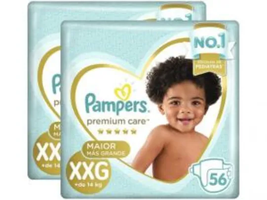 Fralda Pampers Premium Care XXG 2 Pacotes - com 56 Unidades Cada | R$137