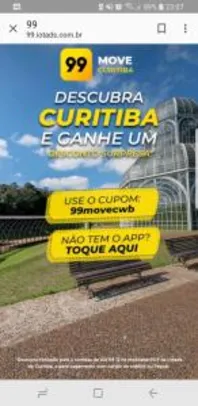 99pop - Dois cupons de 12,00 reais para Curitiba