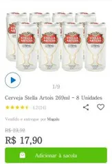 Cerveja Stella Artois 269ml pack com 8 - R$18