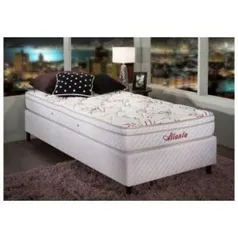 Cama Box Solteiro Herval + Colchão Atlanta Bambu Mola Bonnel com PillowTop Branco 88x188cm R$549.90 FRETE GRÁTIS