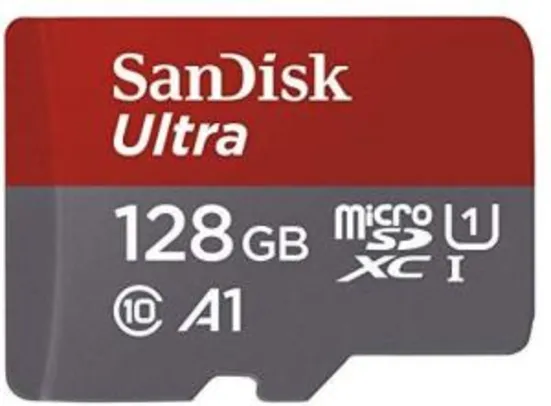Cartão Micro SD SanDisk Ultra com Adaptador 128GB - R$139