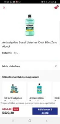 Antisséptico Bucal Listerine Cool Mint Zero Álcool - R$20